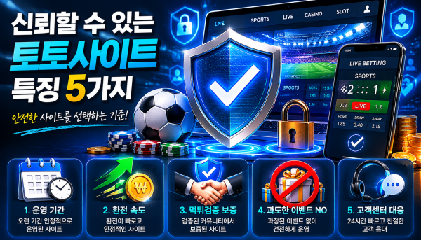 신뢰할 수 있는 토토사이트 특징 5가지 꼭 확인해야 하는 이유